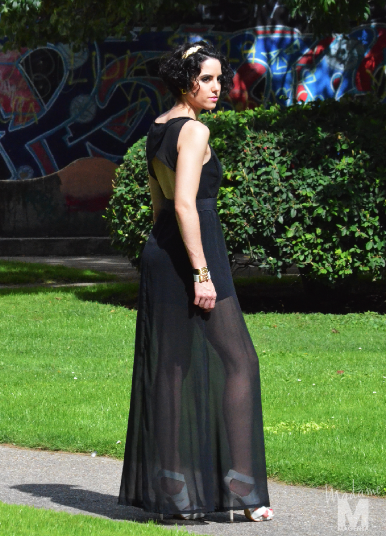 LONG BLACK DRESS - Libertad Pertierra - vestido largo negro transparencias